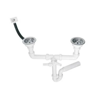 McAlpine HC7HC12R-POL1 Syfon zlewozmywakowy rurowy podwójny przelewowy z podłączeniem pralki lub zmywarki