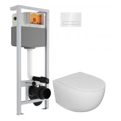 Zestaw podtynkowy WC Excellent  BULL/FLARO  przycisk GRAVIO biały