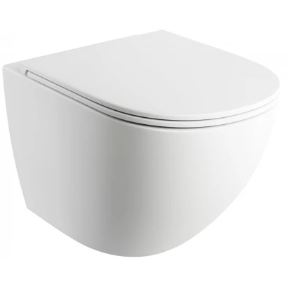 Miska WC wisząca 49x37 bez kołnierza + deska wolnoopadająca Omnires OTTAWA OTTAWAMWBM biała mat