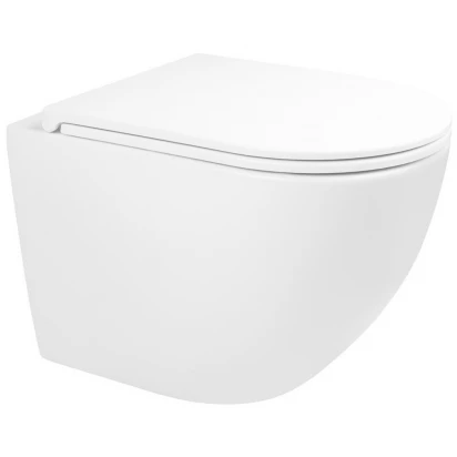 Miska WC wisząca 52x35,5 bez kołnierza z powłoką SmartClean + deska wolnoopadająca Ovan Slim Oltens HAMNES STILLE 42522000