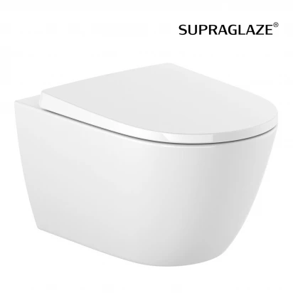 Miska WC wisząca 53x36 cm bezkołnierzowa Rimless, z powłoką SUPRAGLAZE Roca ONA A346687S00