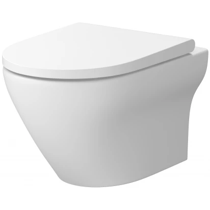 Miska WC wisząca CleanOn + deska sedesowa slim Cersanit LARGA OVAL S701-608 biała mat