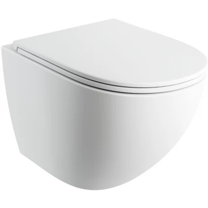Miska WC wisząca bez kołnierza 64x36,5 z deską wolnoopadającą Omnires OTTAWA COMFORT OTTAWACMWBM biała mat