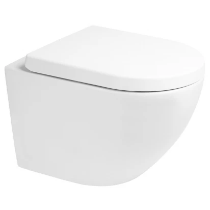 Miska WC wisząca bez kołnierza PureRim z powłoką SmartClean + deska wolnoopadająca Oltens HAMNES KORT STILLE 42526000