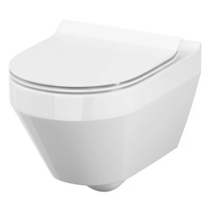 Miska WC wisząca bez kołnierza + deska SLIM wolnoopadająca Cersanit CREA S701-212 owalna