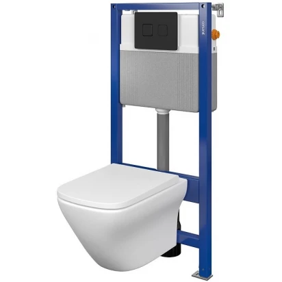 Zestaw podtynkowy WC Cersanit  LARGA SQUARE/AQUA 52 S701-528 przycisk ACCENTO SQUARE czarny mat