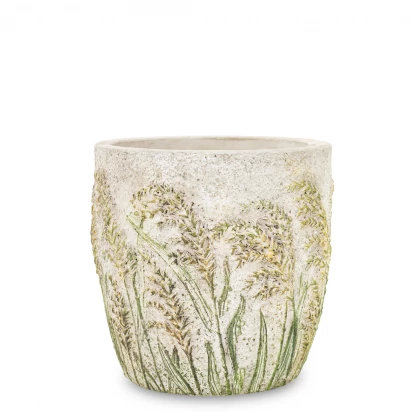 Osłonka cementowa 10,5cm Cyrus Stone Floral 163956 trawa