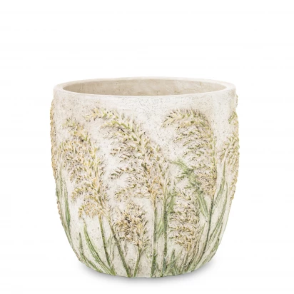 Osłonka cementowa 15,5cm Cyrus Stone Floral 163957 trawa