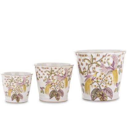 Osłonka porcelanowa rajskie ptaki Bluu komplet 3 szt. 171811