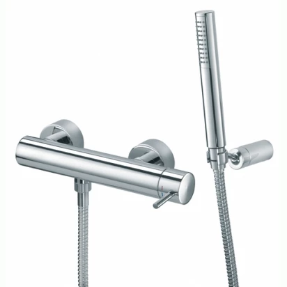 Bateria prysznicowa ścienna z zestawem natryskowym Paffoni Fonte LIGHT LIG 168D stal szczotkowana