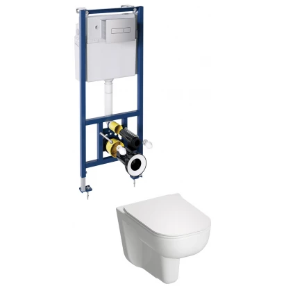 Podtynkowy zestaw WC z miską i przyciskiem Omnires DENVER DENVERSETBPCR