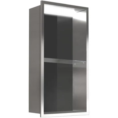 Półka pionowa z oświetleniem do zabudowy 60x15 MCJ BEND B.PWNP LED 600/15 SB stal