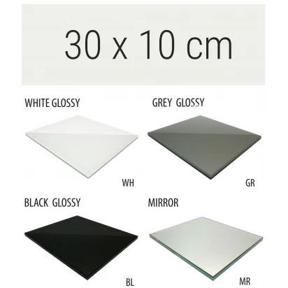 Półka szklana 30x10 MCJ FLAT/BEND GA 300/10/WH glossy/mirror