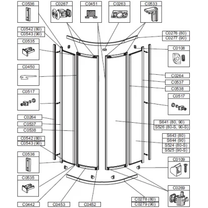 Profil górny gięty do kabiny KP4/ZDP, KP6/ZDP 90 cm Sanplast ZODIAK PLUS 660-C0277