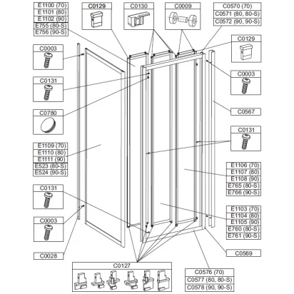 Profil mocujący U 1850 mm do kabiny prysznicowej Sanplast CLASSIC 660-C0567