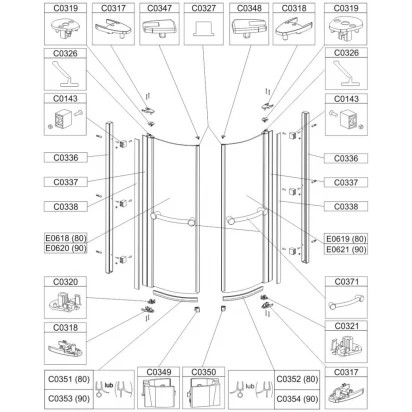 Profil mocujący U, duży do kabiny prysznicowej Sanplast PRESTIGE II 660-C0336