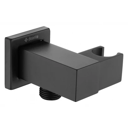 Przyłącze kątowe z uchwytem na słuchawkę Deante CASCADA NERO NAC N58K kwadratowe czarny mat