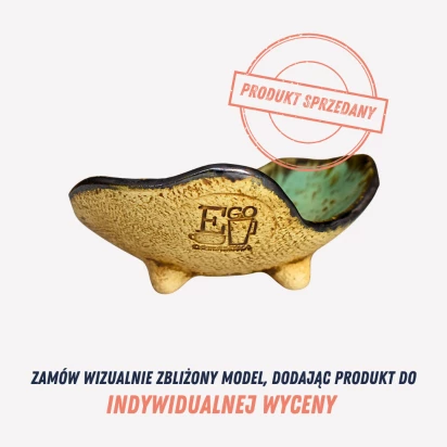 Ręcznie wykonana mydelniczka ceramiczna EGO CERAMIKA cermyzizo1 żółto-zielona