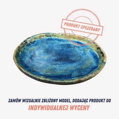 Ręcznie wykonany talerzyk ceramiczny EGO CERAMIKA certanie niebieski