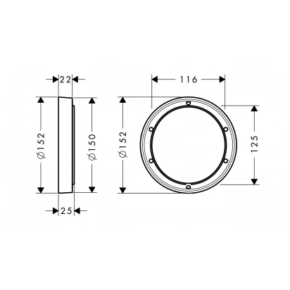 Rozeta maskująca 150 mm do baterii podtynkowej Hansgrohe 13597670 czarna mat