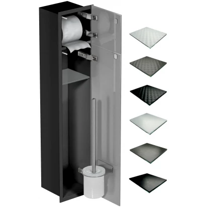 Schowek WC 80 cm czarny MCJ FLAT F.PW2D LBL WC 800 GMWH glamour/lienzo/2xdrzwi