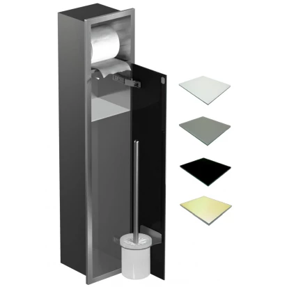 Schowek WC 80 cm stal MCJ BEND B.PW1D WC 800 SB STWH satin/gold/drzwi+półka