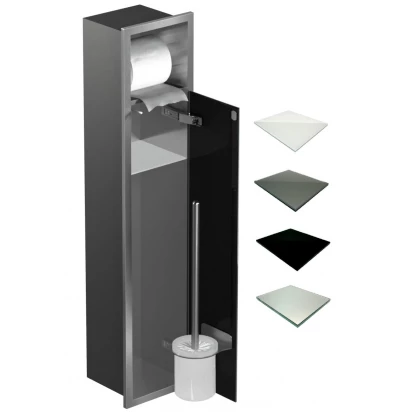 Schowek WC 80 cm stal MCJ BEND B.PW1D WC 800 SB WH glossy/mirror/drzwi+półka