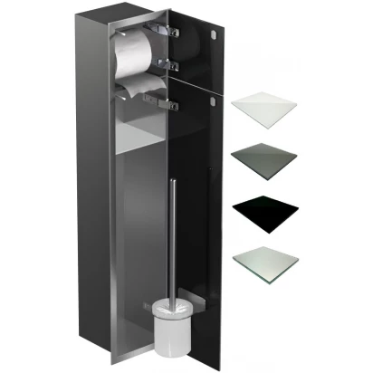 Schowek WC 80 cm stalowy MCJ FLAT F.PW2D WC 800 SB glossy/mirror/2xdrzwi