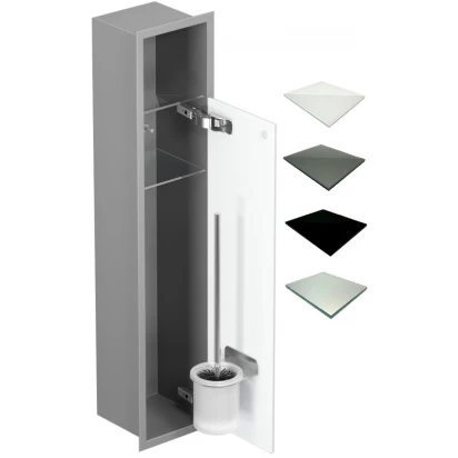 Schowek WC 80 cm szary MCJ FLAT F.PW1D LGR WC 800 WH glossy/mirror/drzwi+półka
