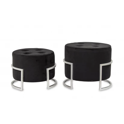 Siedzisko czarne okrągłe pikowane komplet 2 szt. York 121748
