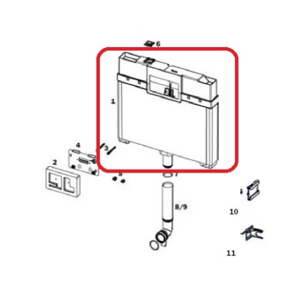 Spłuczka podtynkowa gr. 8 mm Tece 9.820.250