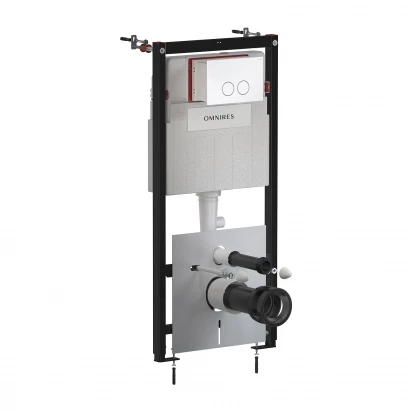 Stelaż podtynkowy WC ECO z przyciskiem spłukującym Omnires STRONGFRAME STFWCECO1M-RBP biały połysk