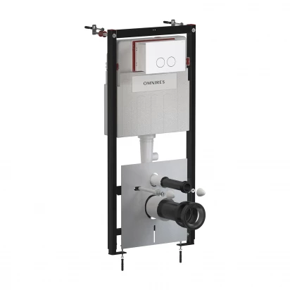 Stelaż podtynkowy WC ECO z przyciskiem spłukującym Omnires STRONGFRAME STFWCECO1M-RW biały mat