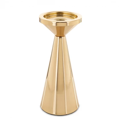 Świecznik metalowy 24cm złoty 167869