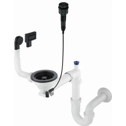 Syfon do zlewozmywaka granitowego 1-komorowego Deante SPACE SAVER ZXY N982 czarny mat