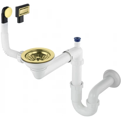 Syfon do zlewozmywaka granitowego 1-komorowego Deante SPACE SAVER ZXY R949 złoto szczotkowane