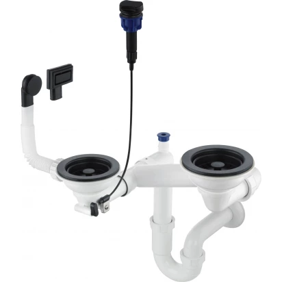 Syfon do zlewozmywaków 2-komorowych Deante SPACE SAVER NERO ZXY N973 czarny mat