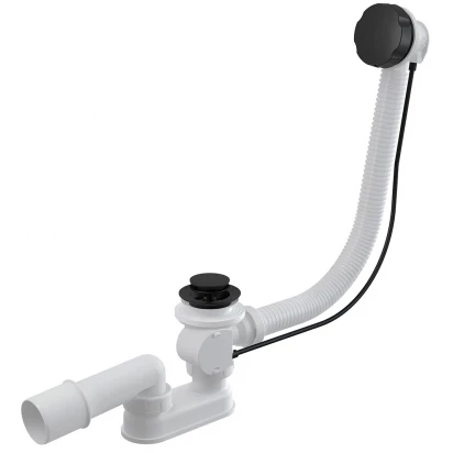 Syfon wannowy automatyczny 80 cm z przelewem Alcaplast Alcadrain A55BLACK-80 czarny mat