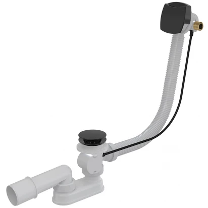 Syfon wannowy automatyczny okrągły 80 cm z funkcją napełniania przez przelew Alcaplast Alcadrain A564BLACK-80 czarny mat