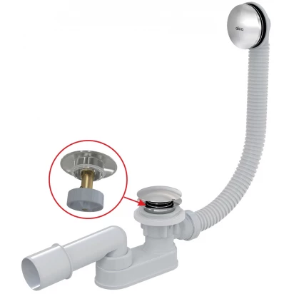 Syfon wannowy klik-klak 80 cm z przelewem, czyszczony od góry Alcaplast Alcadrain A507CKM-80