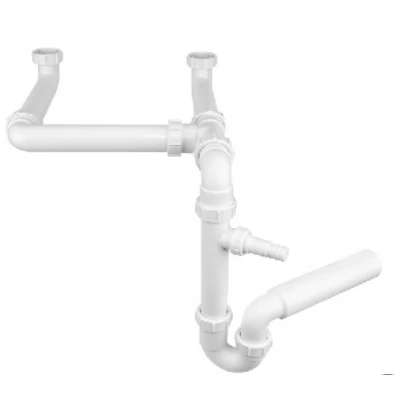 McAlpine HC7-SSK-POL Syfon zlewozmywakowy podwójny z podłączeniem do pralki i zmywarki