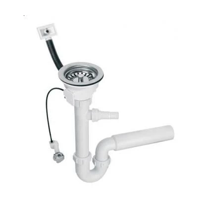 McAlpine HC7+PUFS113R-CP Syfon zlewozmywakowy rurowy z podłączeniem pralki lub zmywarki ze spustem i przelewem