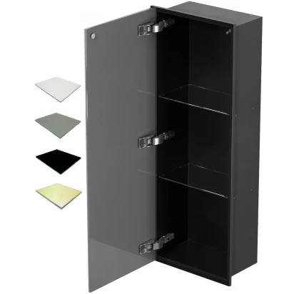 Szafka do zabudowy 30x15 cm 3 półki MCJ ZERO Z.PWD LBL 3080/15 STWH czarna/satin biała