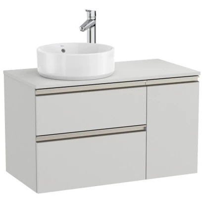 Szafka pod umywalkę 90 cm Roca Hebe GAP-N COUNTERTOP A851503447 lewa jasny szary mat