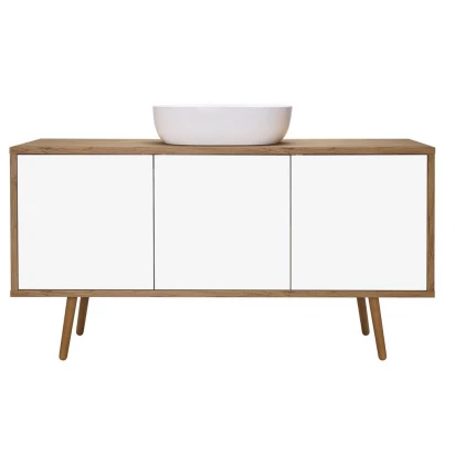 Szafka podumywalkowa 140 cm z półką Oltens HEDVIG 60205060 biała połysk/dąb natural