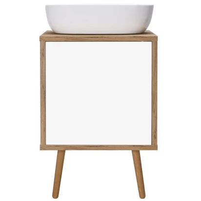 Szafka podumywalkowa 50 cm z półką Oltens HEDVIG 60203060 biała połysk/dąb natural