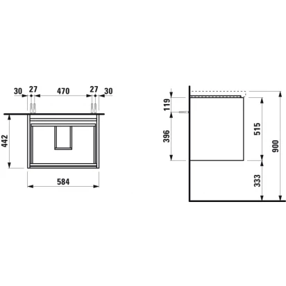 Szafka podumywalkowa 58,5 cm 2S Laufen Pro LANI H4035321129991 multikolor