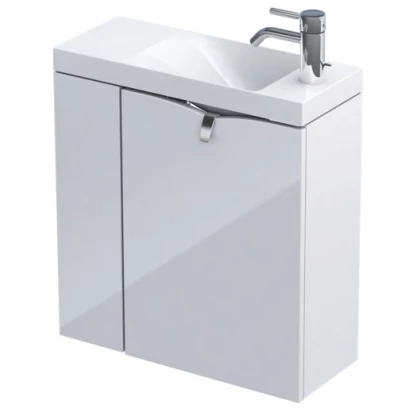Oristo SIENA Szafka z umywalką 55 cm 2D OR45-ZD2D-55-1-L bialy połysk lewa