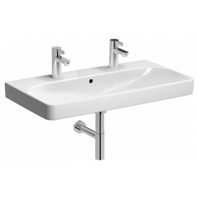 Umywalka meblowa 90x48 z dwoma otworami, z przelewem Geberit SMYLE SQUARE 500.252.01.1