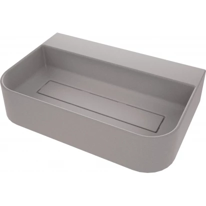 Umywalka nablatowa 60,5x40,5 z miejscem na baterię i maskownicą Deante ARNIKA CQA SU6S szary metalik